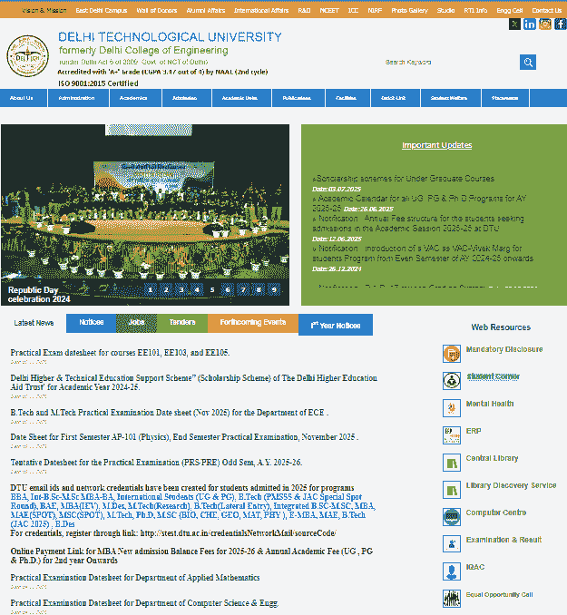 DTU Delhi Non Teaching Vacancy 2025