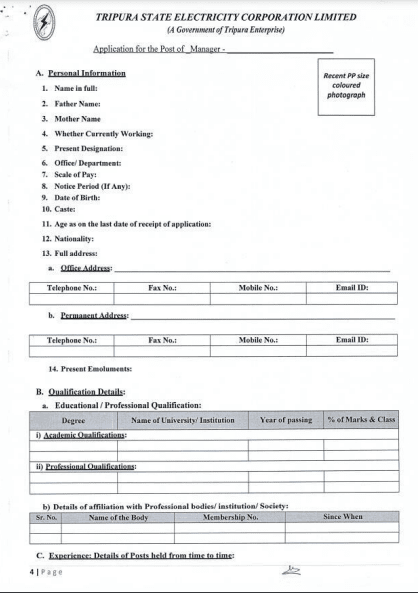 TSECL Manager Vacancy 2025