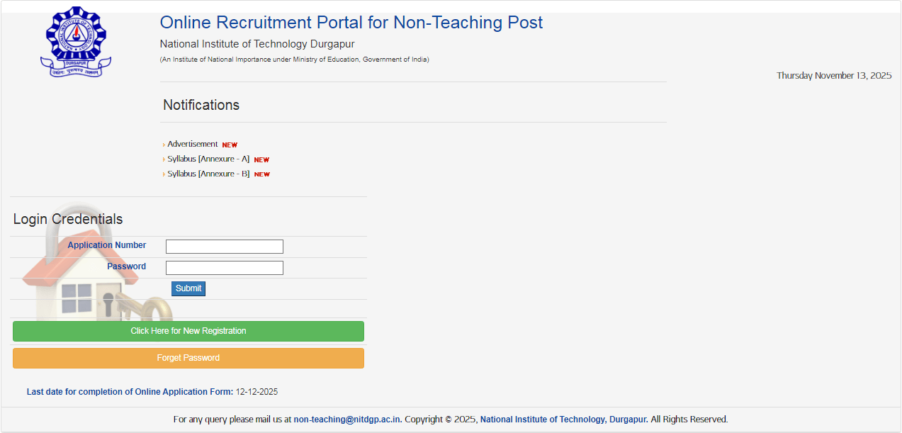 NIT Durgapur Non Teaching Vacancy 2025