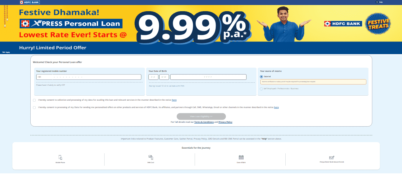 HDFC Personal Loan Apply Online