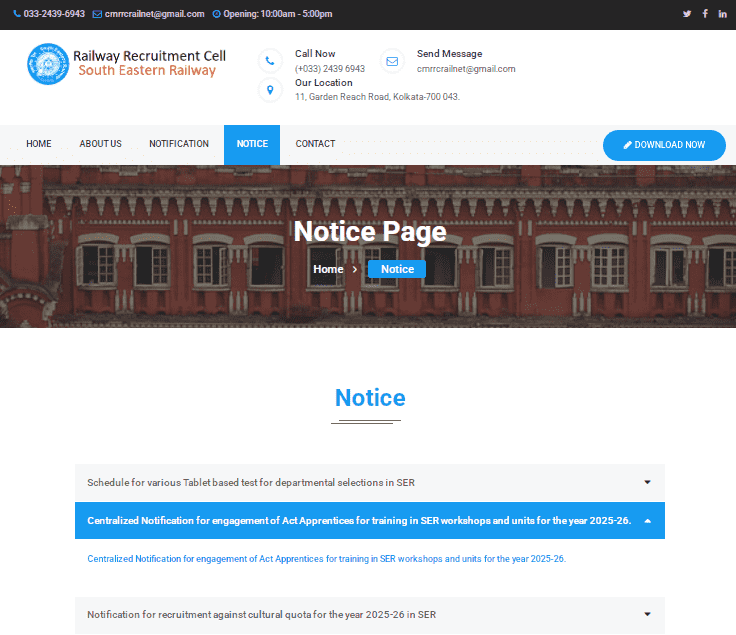 RRC South Eastern Railway Apprentice Vacancy 2025