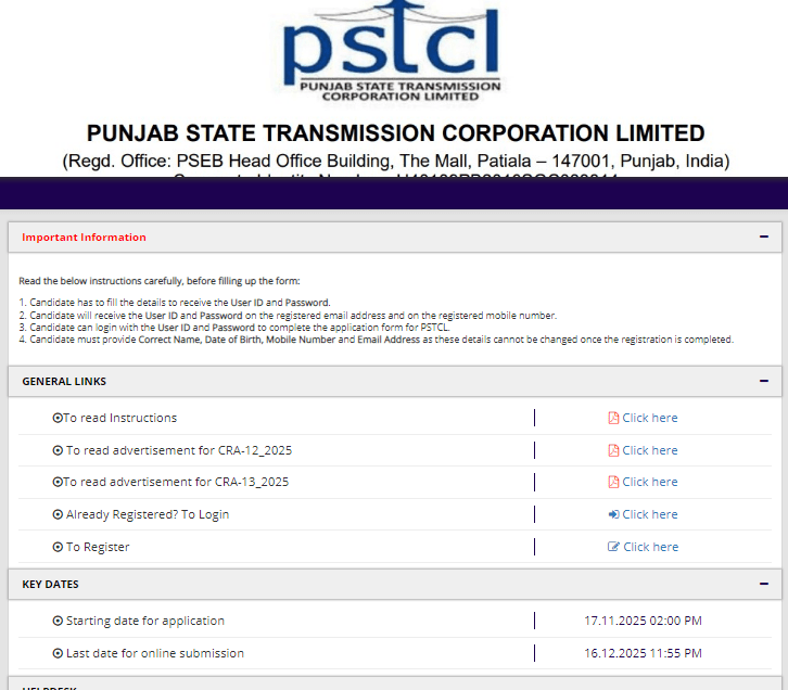 Punjab PSTCL Vacancy 2025