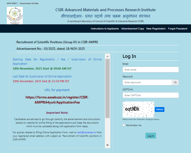 CSIR AMPRI Scientist Vacancy 2025