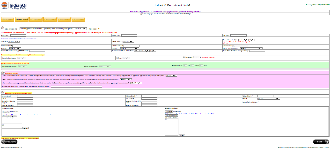 IOCL Apprentice Vacancy 2025