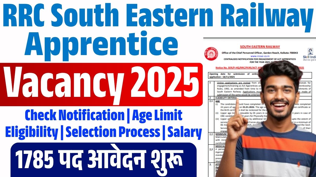 RRC South Eastern Railway Apprentice Vacancy 2025 ( Started ): 10वीं ...