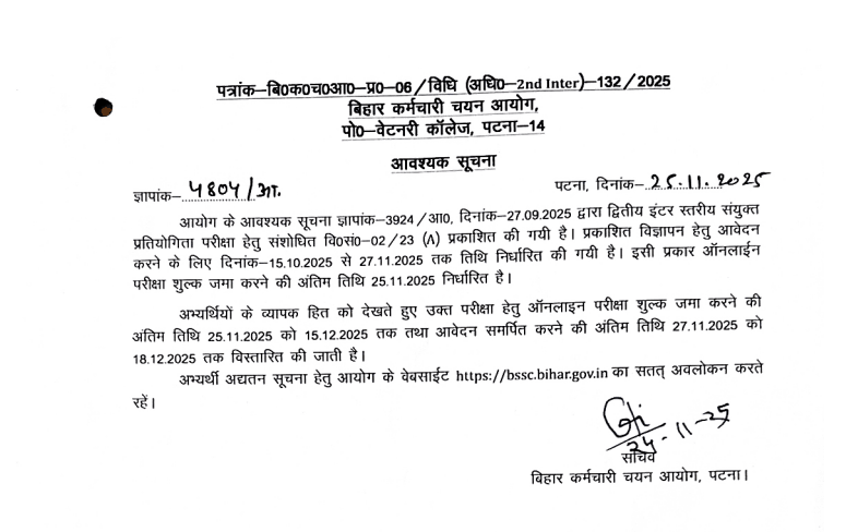 BSSC Inter Level Recruitment 2025