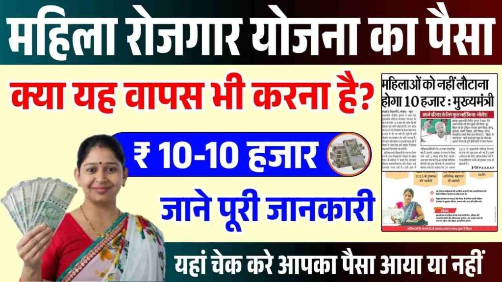 Bihar Mahila Rojgar Yojana New Notice