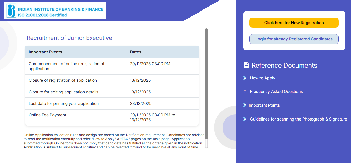IIBF Junior Executive Recruitment 2025