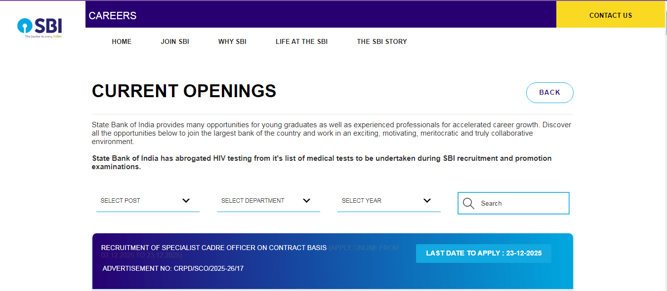 SBI Specialist Cadre Officers (SCO) Recruitment 2025