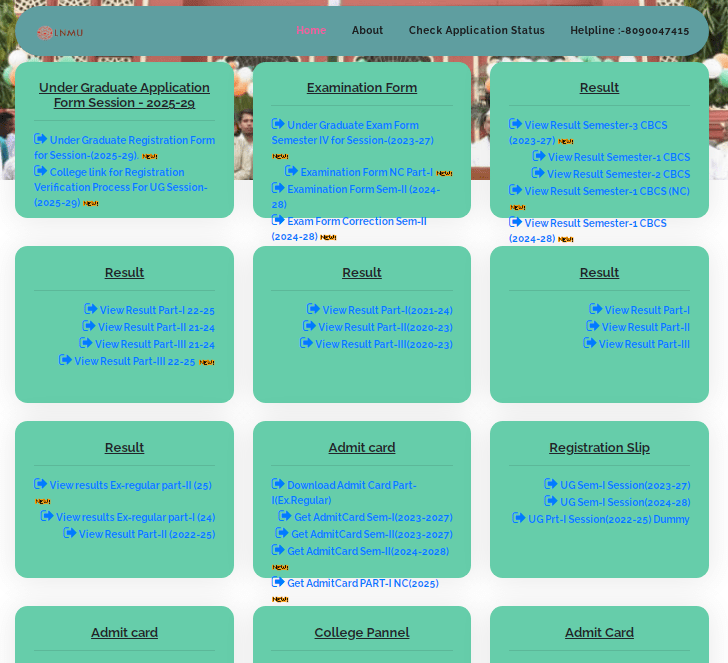 LNMU Semester 4 Admit Card 2023 - 27