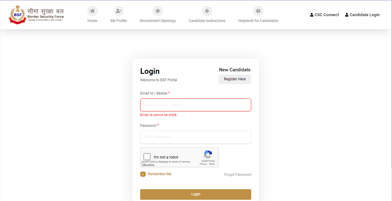 BSF Tradesman Physical Admit Card 2025