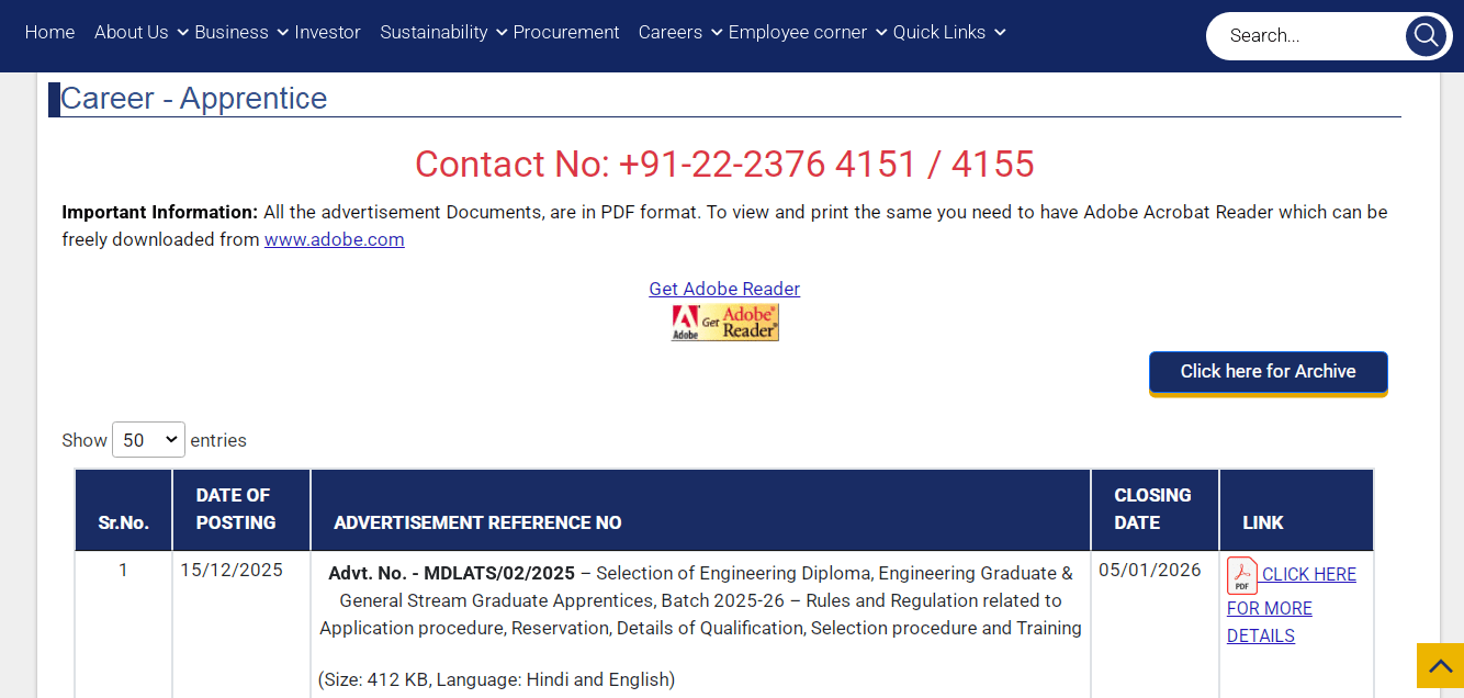 Mazagon Dock Apprentices Vacancy 2025