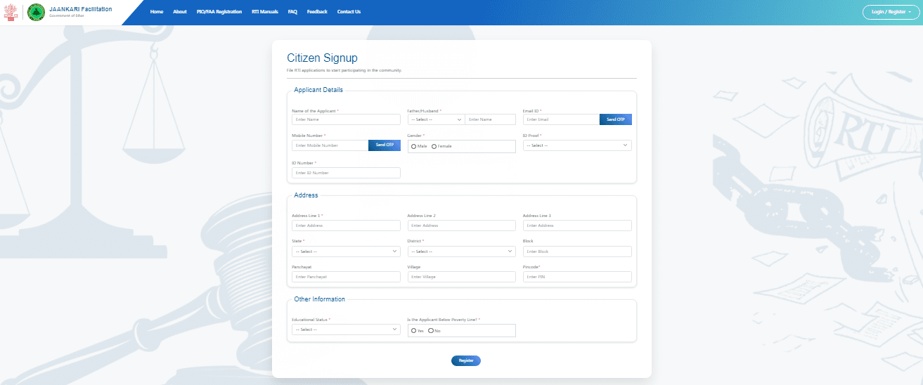 Bihar Right To Information ( RTI ) Online Apply 2026