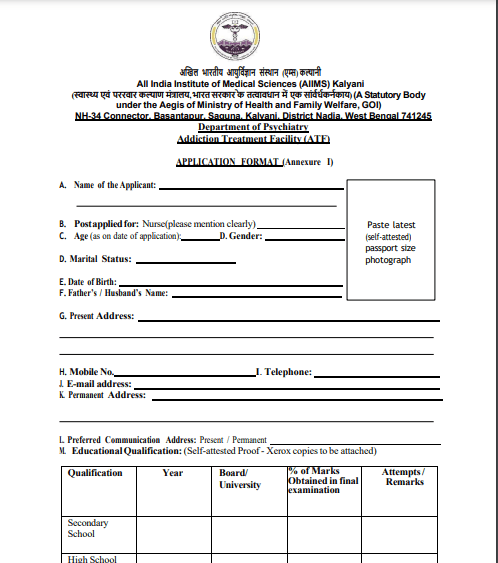 AIIMS Kalyani ATF Nurse Vacancy 2026