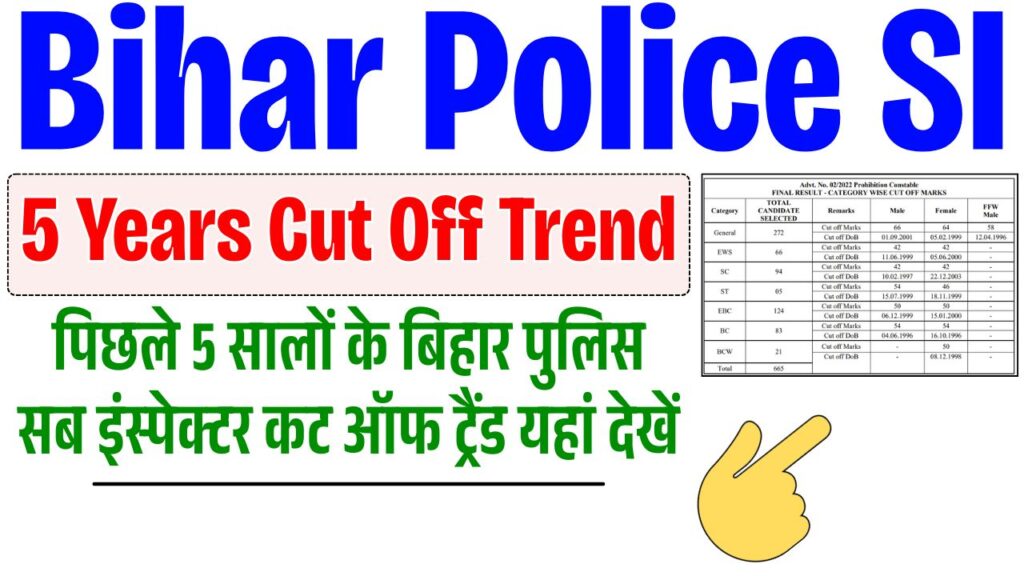 Bihar Police SI 5 Years Cut Off Trend