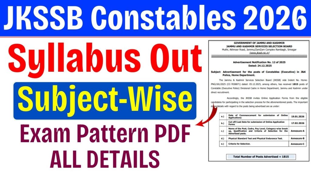 JKSSB Constables ( Executive ) Syllabus 2026