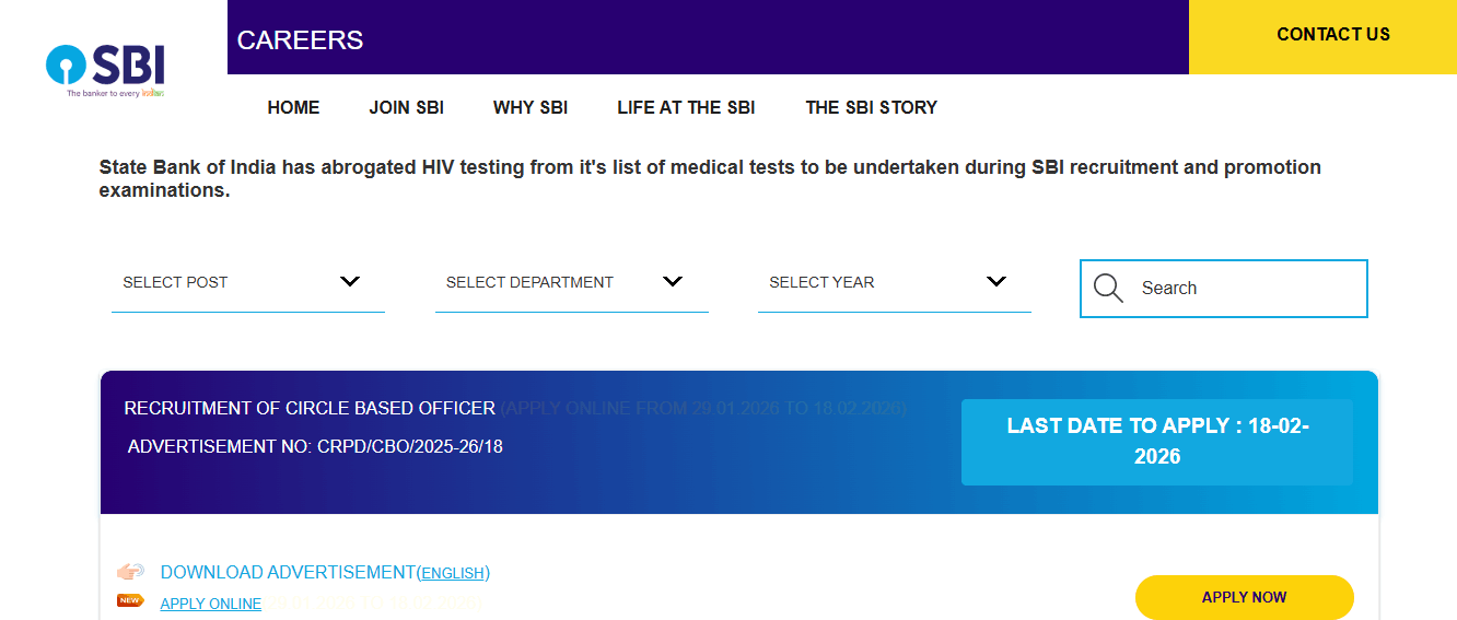SBI Circle Based Officers CBO Online Form 2026