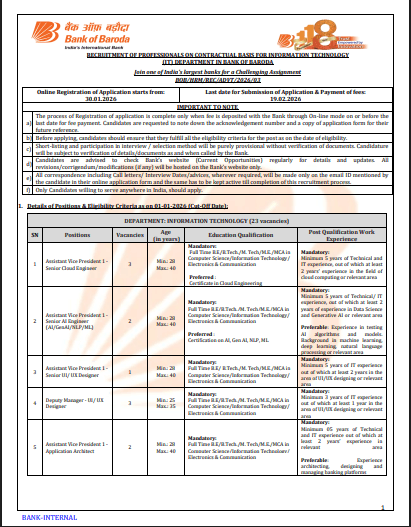 Bank of Baroda BOB Recruitment 2026