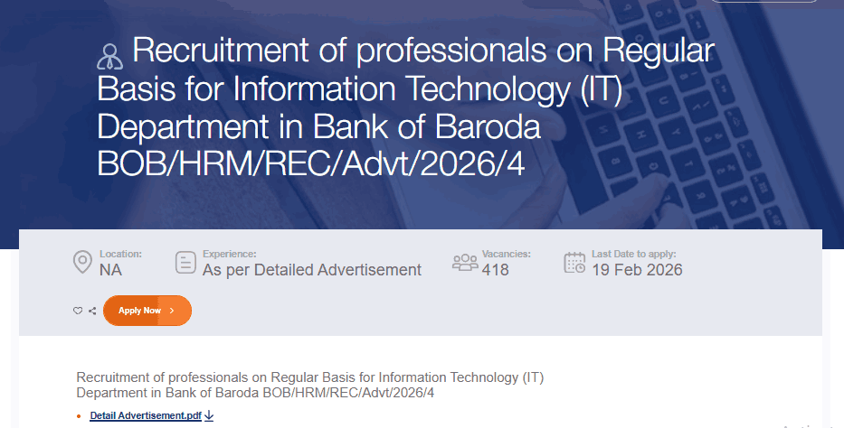 Bank of Baroda BOB Recruitment 2026