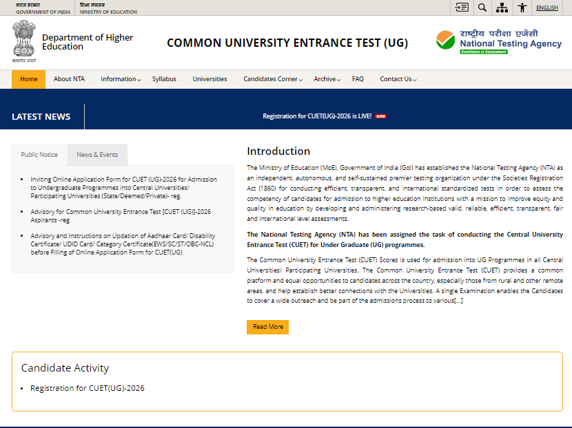 CUET UG 2026 Online Form