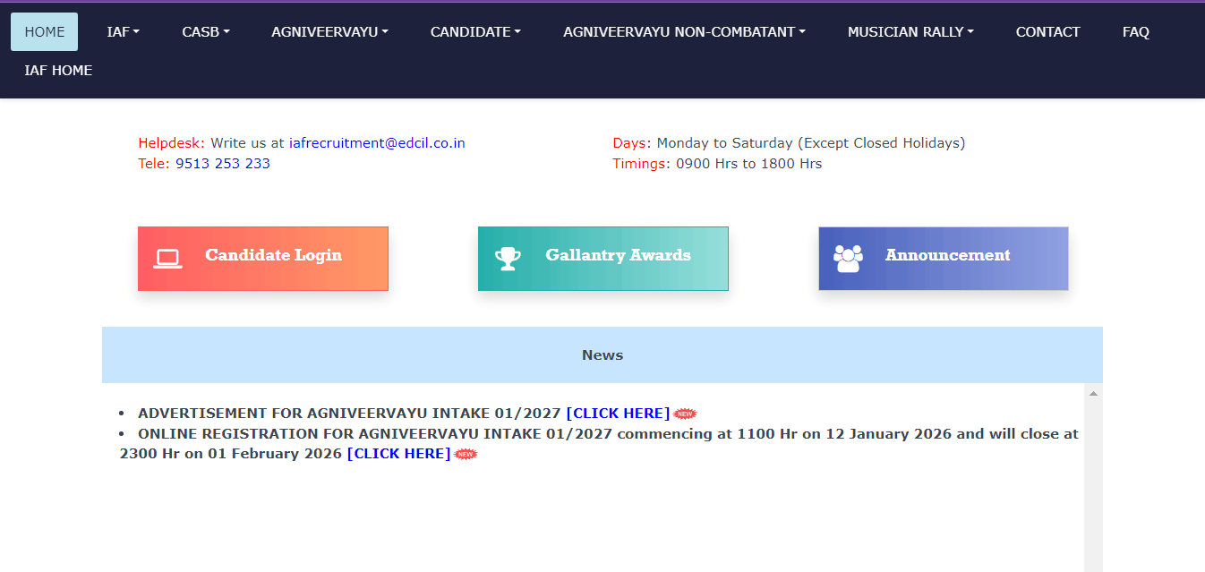 Air Force Agniveervayu Online Form 2026
