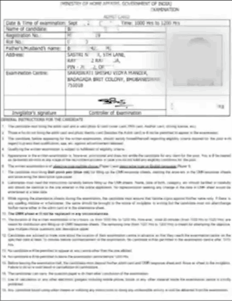 IB Multi Tasing Staff (MTS) Admit Card 2026