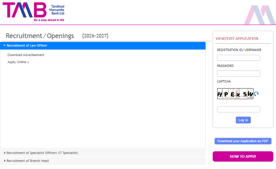 TMB Law Officer Recruitment 2026