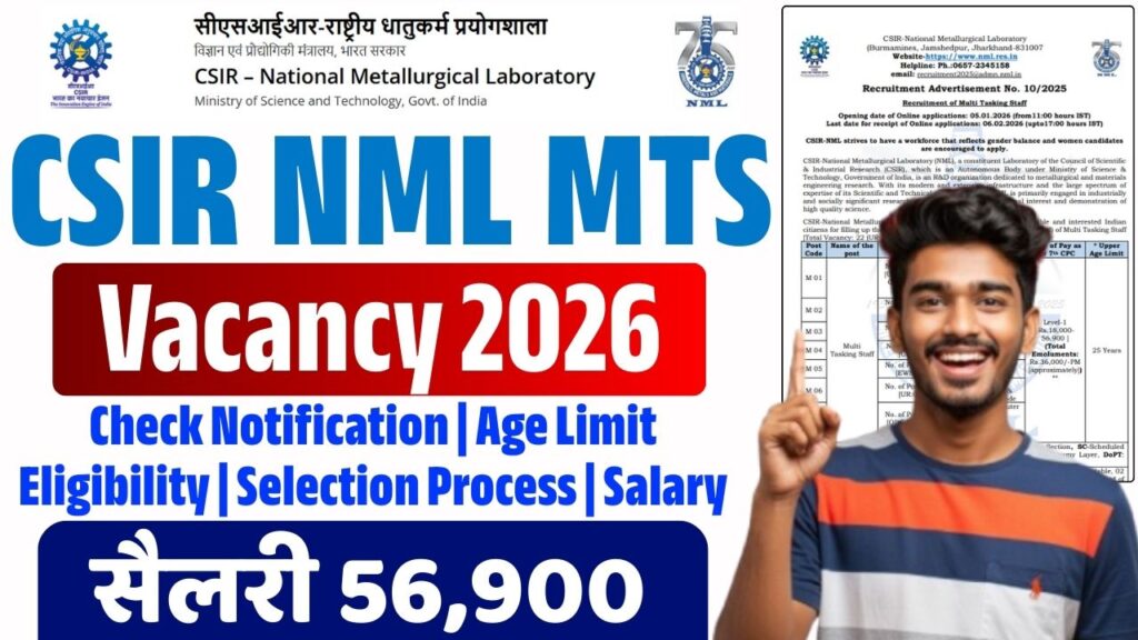 CSIR NML MTS Vacancy 2026