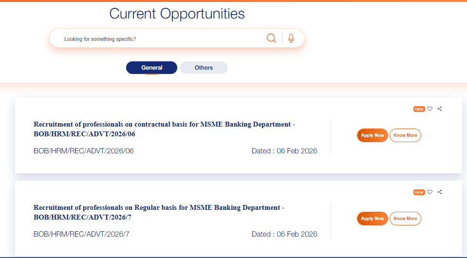 BOB MSME Banking Department Recruitment 2026