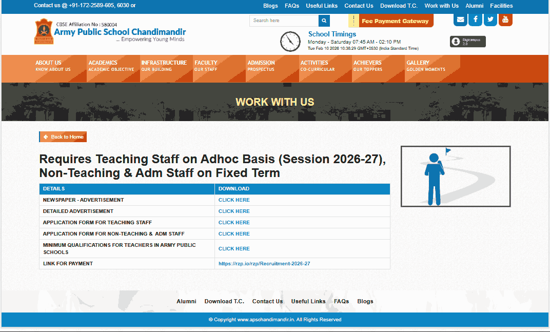 Chandimandir Army Public School Recruitment 2026