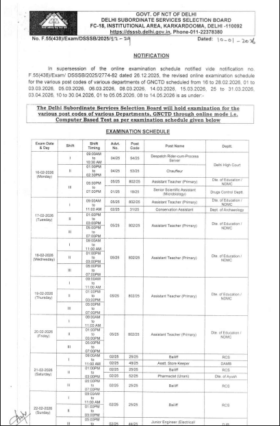 DSSSB Various Post Admit Card 2026