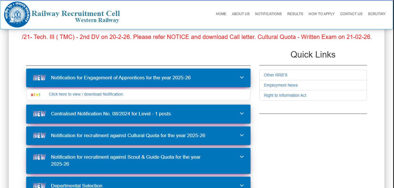 RRC Western Railway Apprentice Recruitment 2026