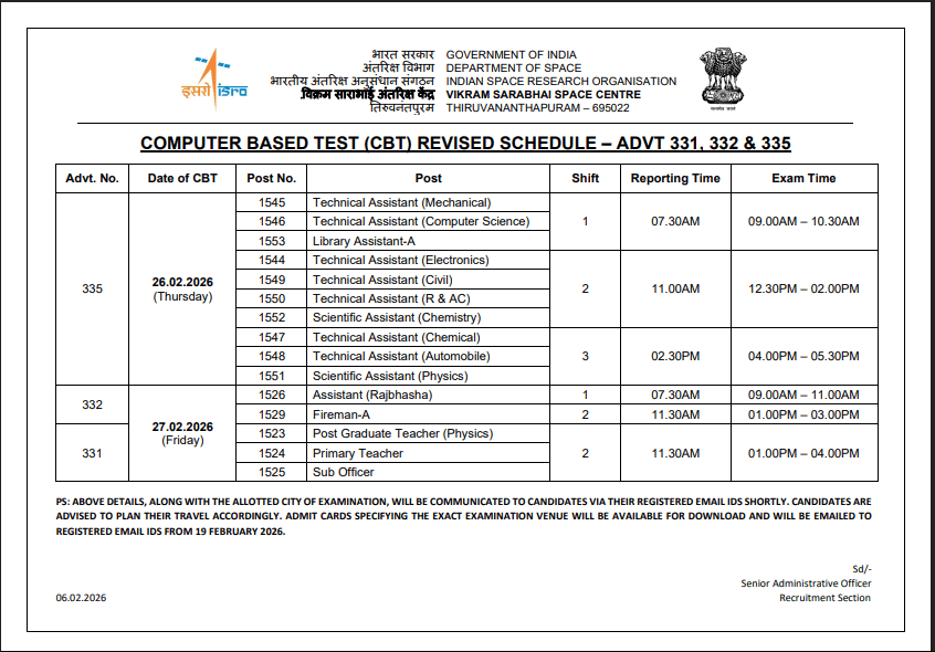 ISRO VSSC Admit Card 2026