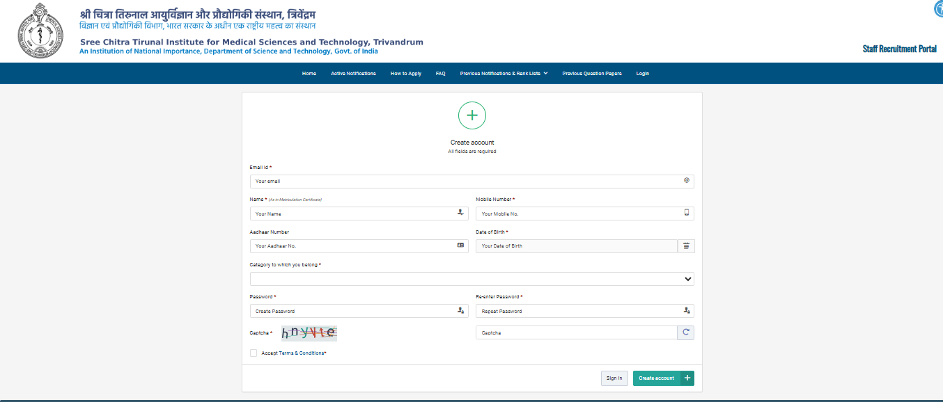 SCTIMST Project Nurse III Recruitment 2026