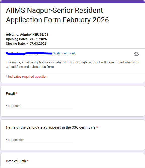 AIIMS Nagpur Senior Resident Recruitment 2026