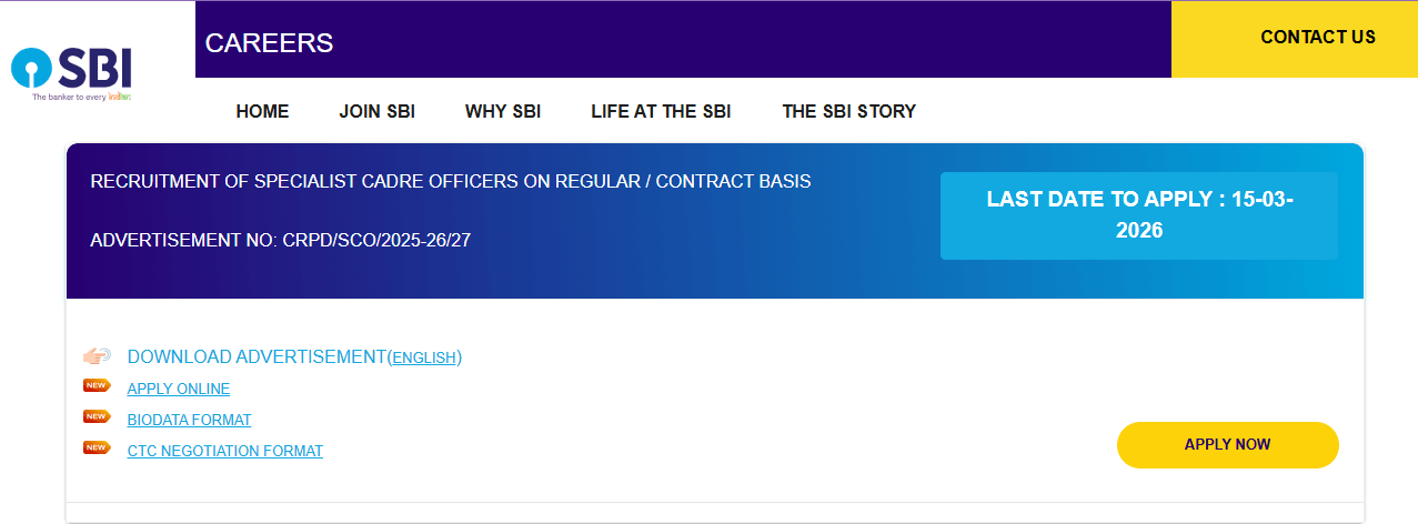 SBI SCO Recruitment 2026