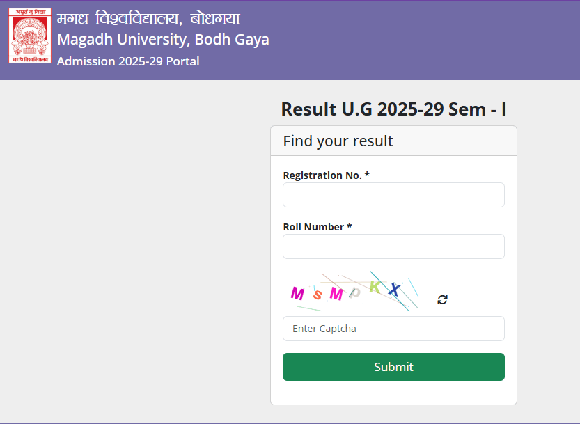 Magadh University UG Semester 1 Result 2025-29