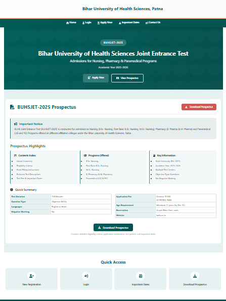 BUHSJET Entrance Exam 2026