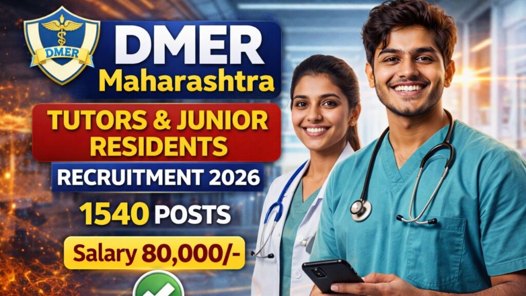DMER Maharashtra Tutors & Junior Residents Recruitment 2026