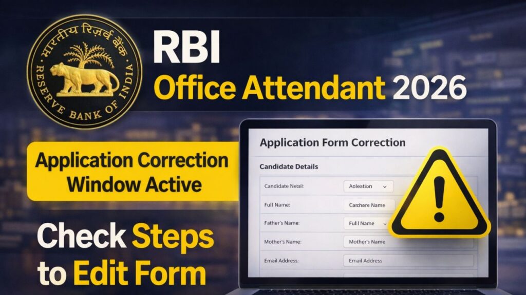 RBI Office Attendant Application Correction Online 2026