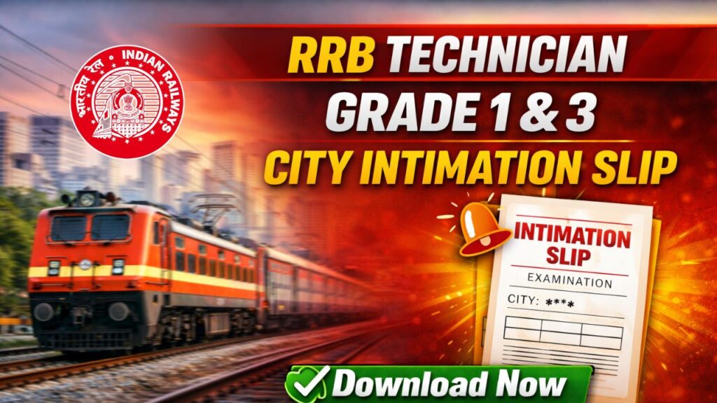 RRB Technician Grade 1 & 3 Admit Card 2026