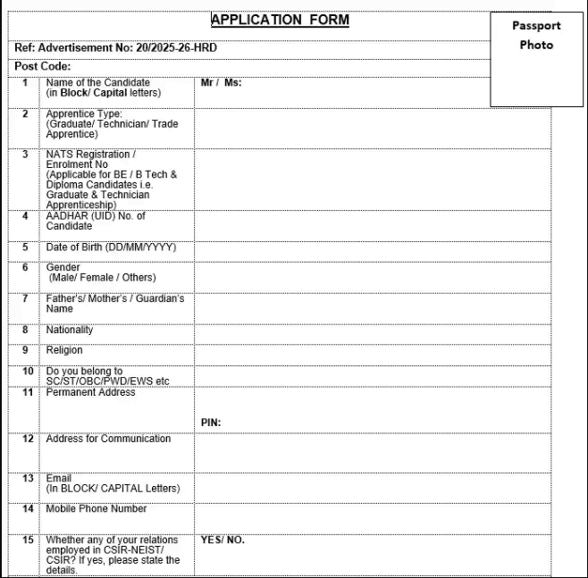 CSIR NEIST Apprentice Recruitment 2026