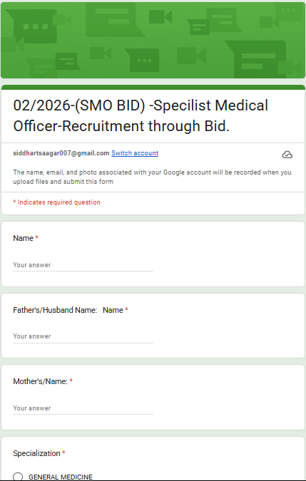 JRHMS Specialist Medical Officer Recruitment 2026