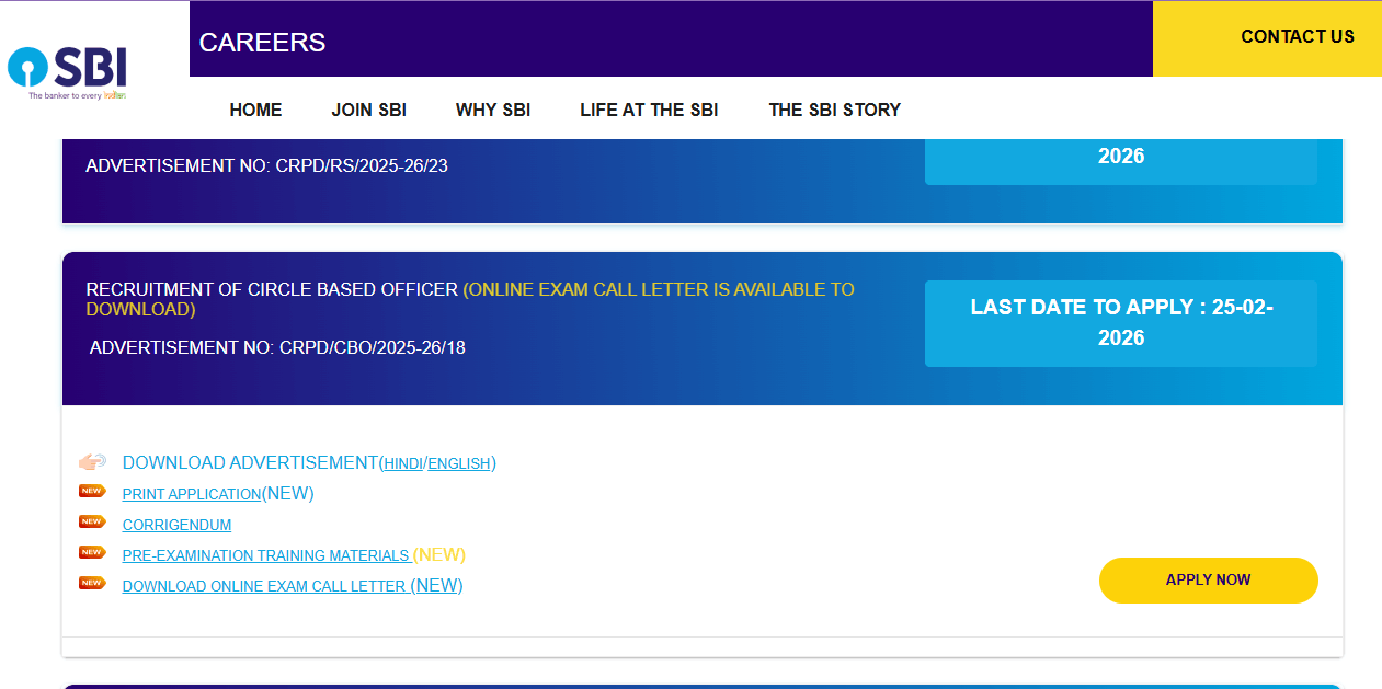 SBI Circle Based Officers CBO Admit Card 2026