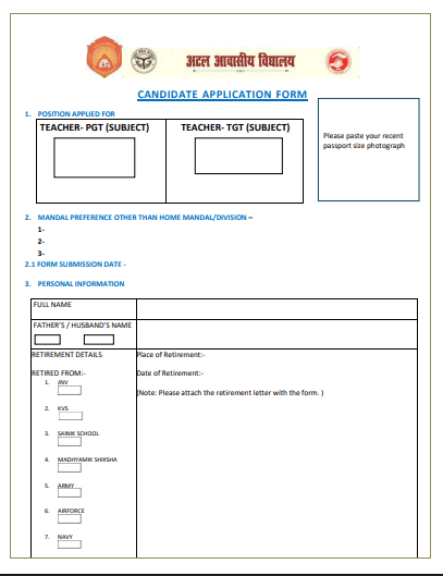 Atal Awasiya Vidyalaya Teacher Recruitment 2026