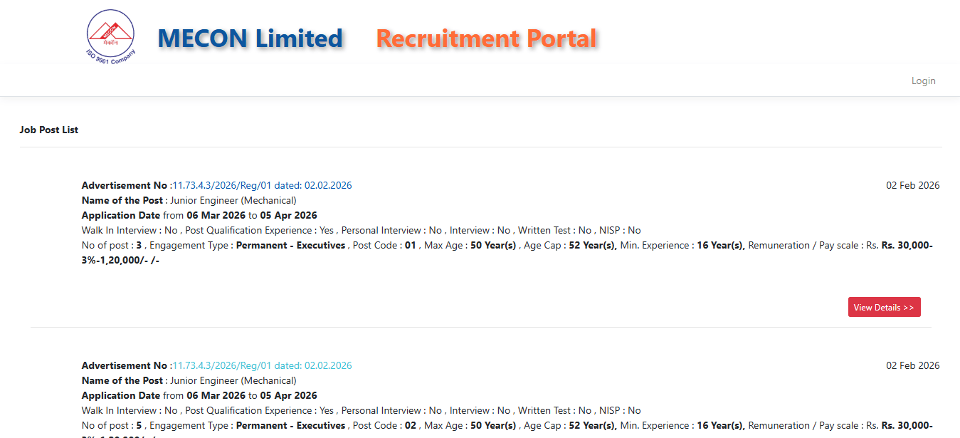 MECON Recruitment 2026