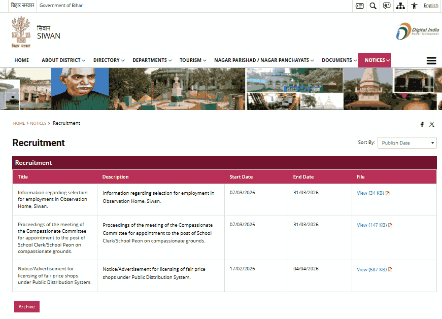 Siwan Jila Ration Dealer Vacancy 2026