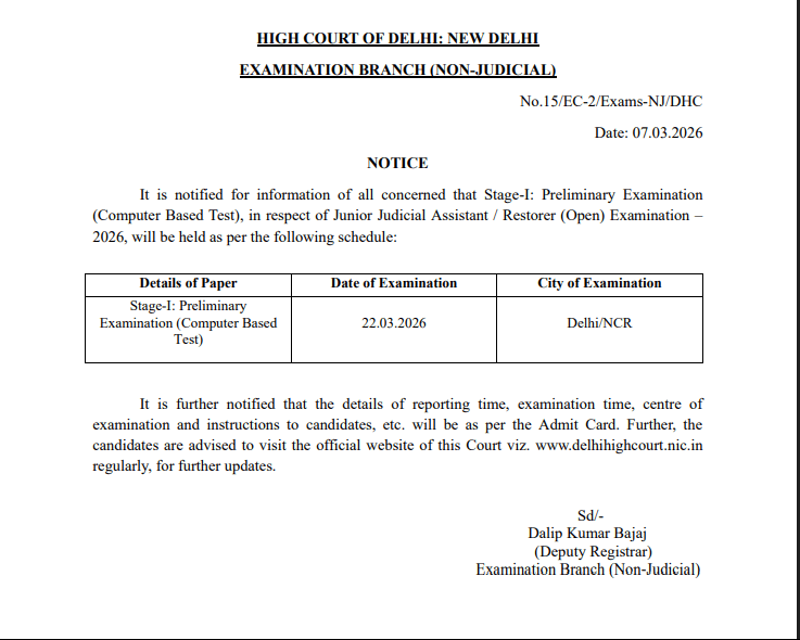 Delhi High Court JJA Admit Card 2026