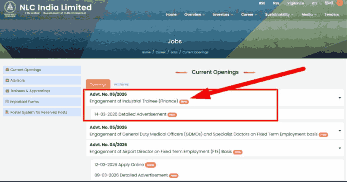 NLCIL Industrial Trainee Recruitment 2026