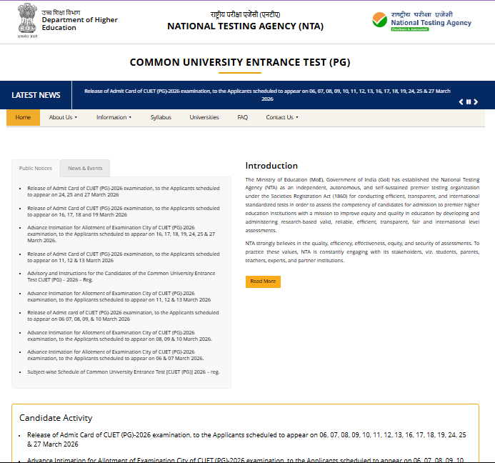 NTA CUET PG Admit Card 2026 